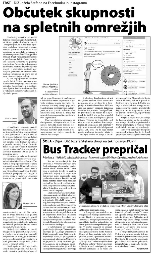 Jožef Stefan članek na Primorskem Dnevniku