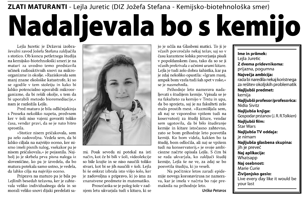 Jožef Stefan članek Primorski Dnevnik